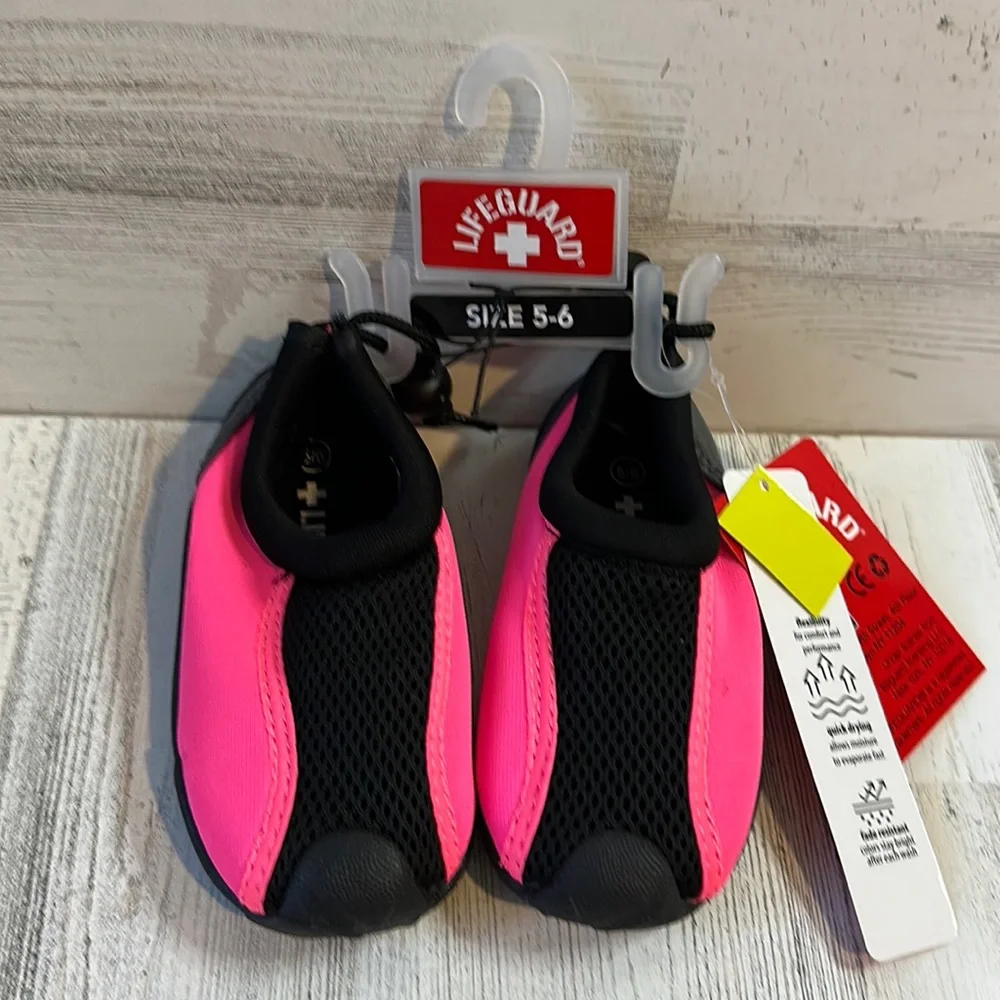 Lifeguard Toddler Water Shoes Pink/Black Size 5-6 NEW